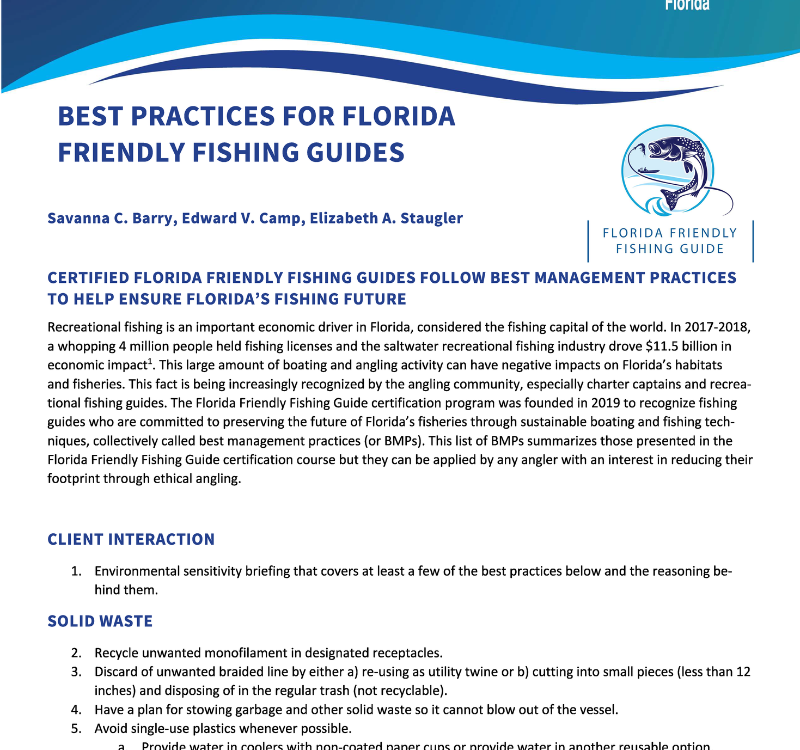 Best Practices For Florida Friendly Fishing Guides - Florida Sea Grant