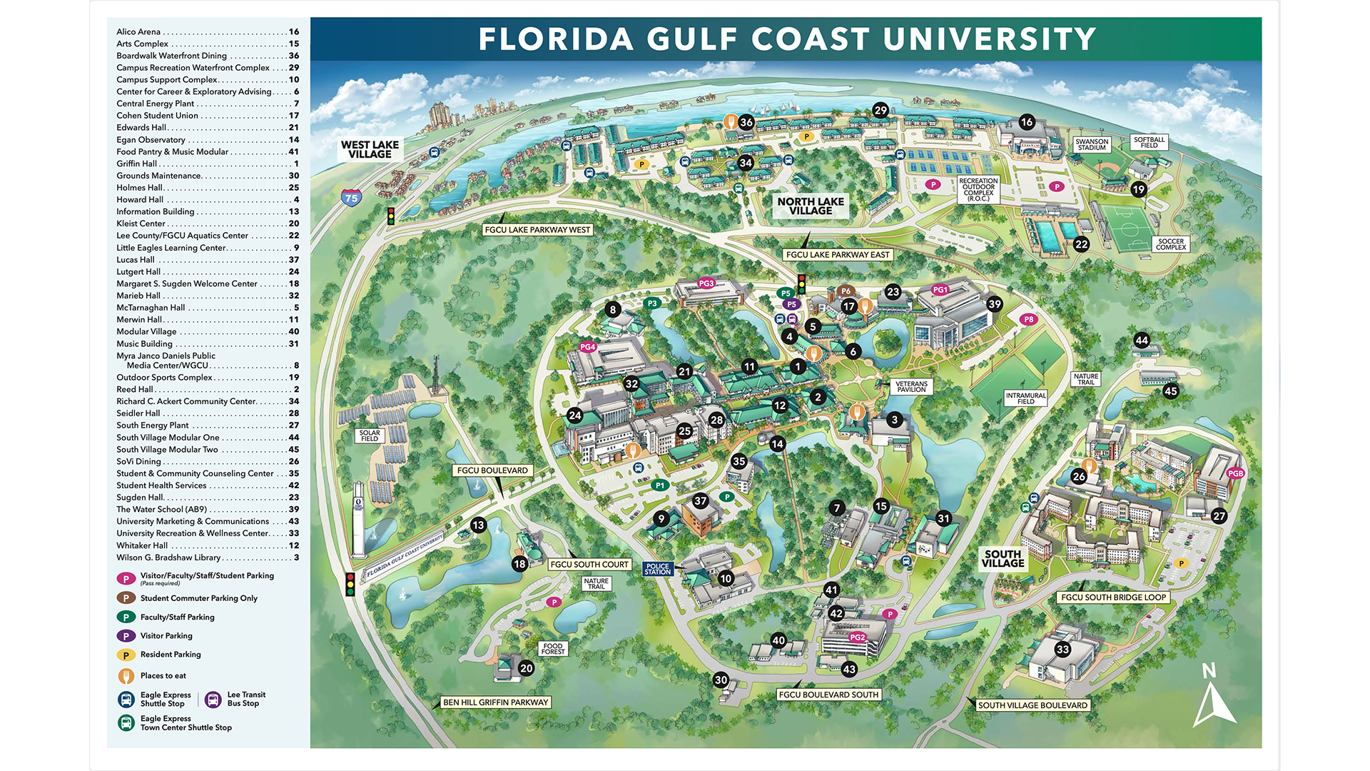 Florida Gulf Coast University Cmapus Map (as of August 2022)