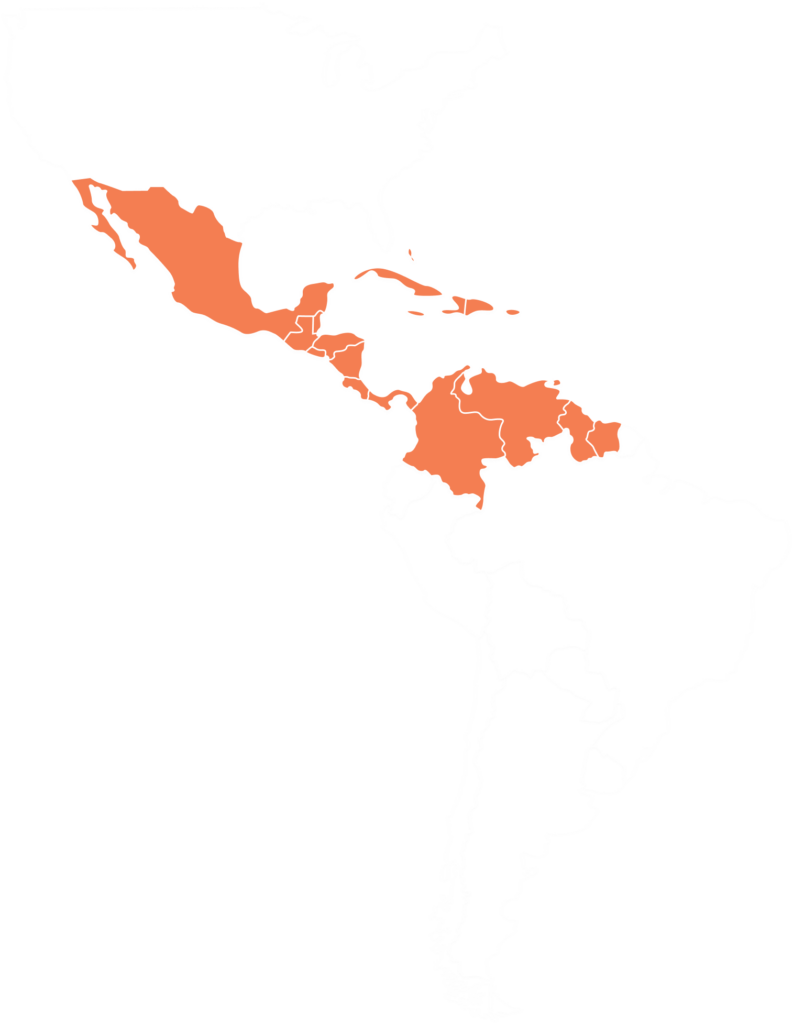 Orange map of central america