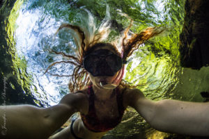 Diver taking selfie underwater