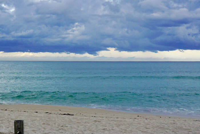 stormy sky over the ocean off of miami, florida