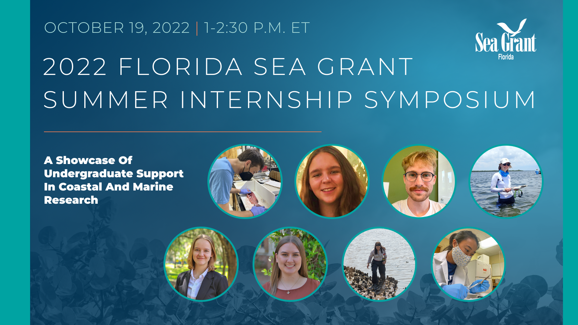 event graphic with eight summer intern headshots included