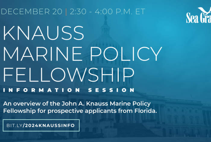 event graphic detailing date and time of the 2024 Knauss Marine Policy Fellowship information session for prospective applicants from Florida