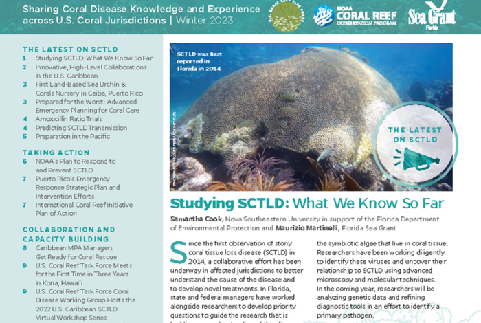 cover of the SCTLD winter 2023 newsletter