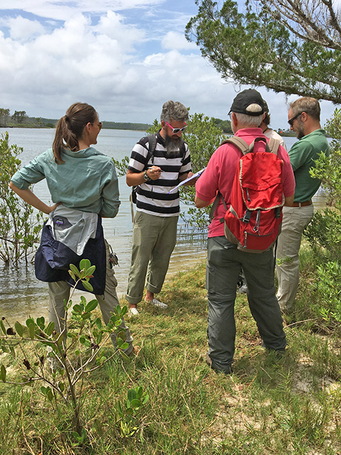 Participants of the Living Shoreline Course engage with one another to assess shoreline conditions.