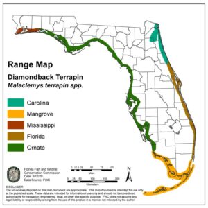 FWC map of diamondback terrapin range 