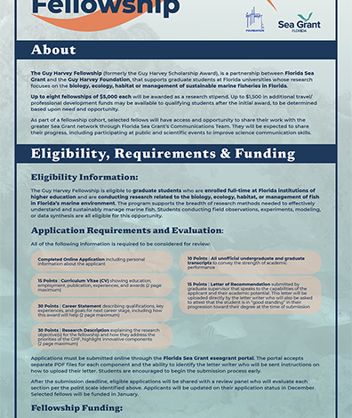 Image of Guy Harvey Fellowship Information as of September 27, 2023