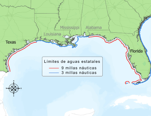 mapa de límites de aguas estatales