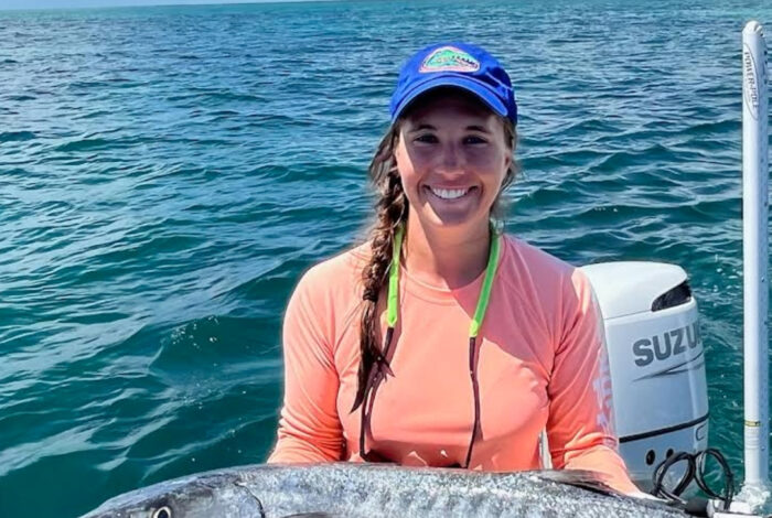 Dakota Lewis holding Great Barracuda