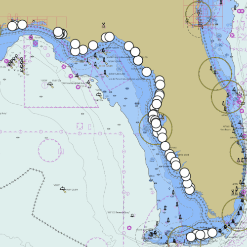 chart map showing public landings