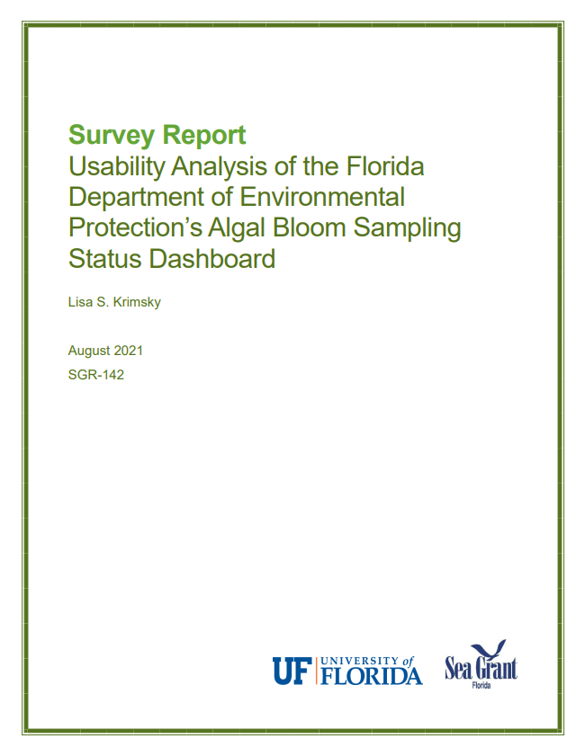 Usability Analysis of the FL DEP’s Algal Bloom Sampling Status Dashboard