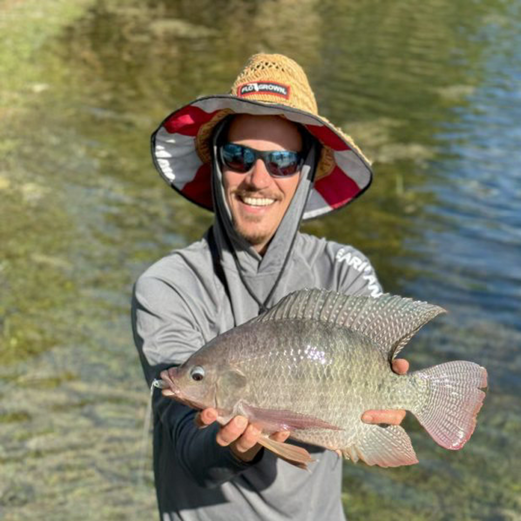 Mike Sipos with blue tilapia