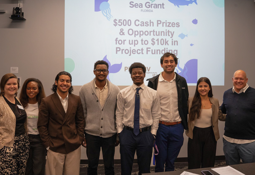 Group photo of the winners of the FSG $500 cash prize award at the Pitch GNV event.